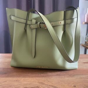 Michael Kors Sage Green Pebbled Leather Tote with Belt Detail